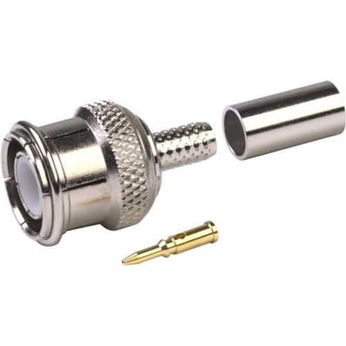 RF INDUSTRIES TNC male connector for RG58/U, RG58A/U, RG141 and Ultralink cable. Nickle plated body, gold pin. Quick disconnect feature.