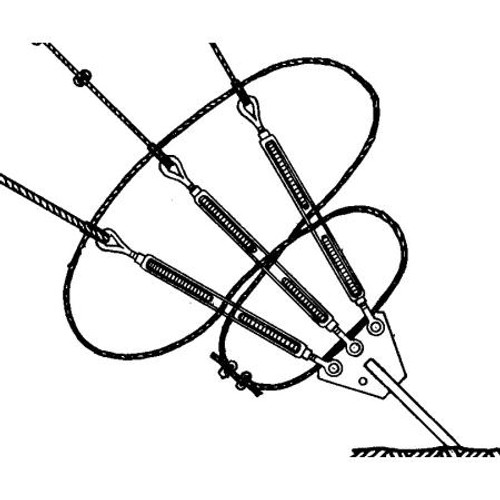 ROHN safety package. Includes 45' of guy wire, 6 clamps. Use 15' of guy wire + 2 clamps on each anchor assembly for protection against snapping.