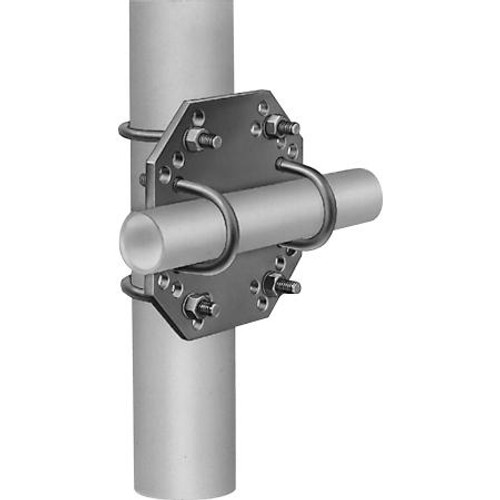 RFS large universal crossover clamp assembly. Incl. U-bolts for securing a pipe of 2-3/8" dia. to tower structures or 3", 4" or 5" dia. UPS shippable.