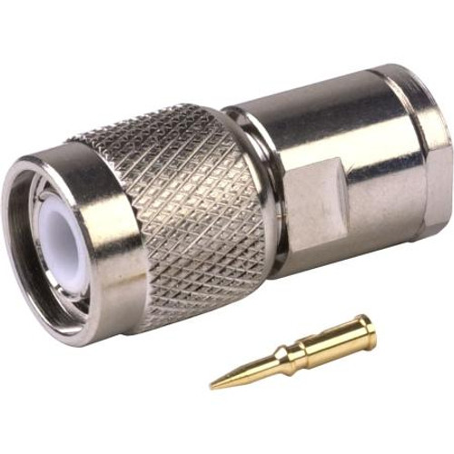 RF INDUSTRIES TNC male connector for RG8X and Times LMR240 cables. Teflon dielectric. Nickle plated body, silver pin. Solder center pin, clamp on braid.