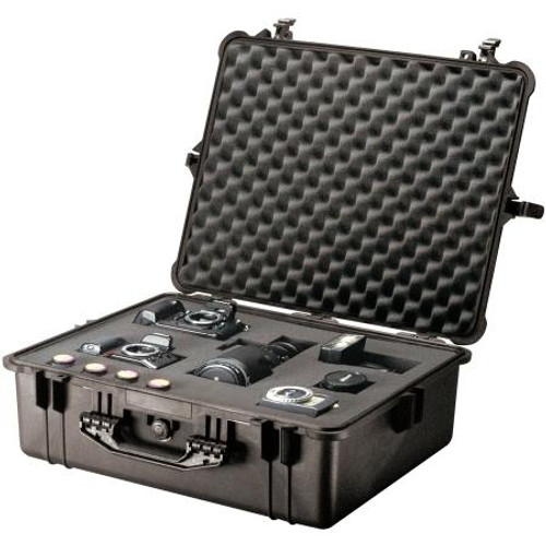 PELICAN protector equipment cases. Water tight and airtight to 30 feet w/neoprene o-ring seal. Inside Dims:21-3/4"Lx16-13/16"W x7-7/8"D.BLACK
