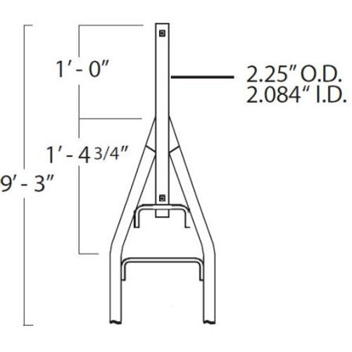 ROHN 25G series top section for use with communication antenna. Mast support tube is 2-1/4" O.D., extending 12" above apex of side rails.