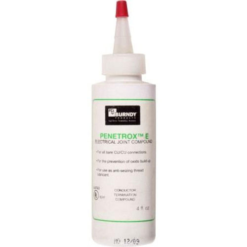 BURNDY "PENETROX E" oxide inhibiting joint compound.Copper granules suspended in a synthetic base that will work with rubber/polyethylene insulators. 4 oz.