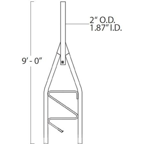 ROHN 25G Top Section. 9-ft high. 2-in OD mounting pipe rises 8.25-in above apex of side rails. Includes built-in bushing and antenna bolt holes.