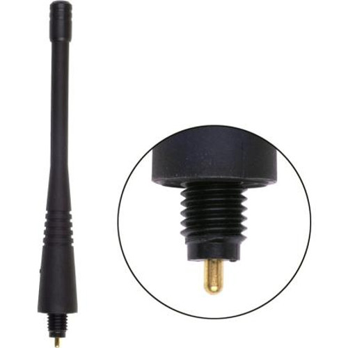 LAIRD 800-866 4" portable antenna. Injection molded. For GE MPD, MPA, MTL, TPX, and MRK. M7 x 1.0 connector. .