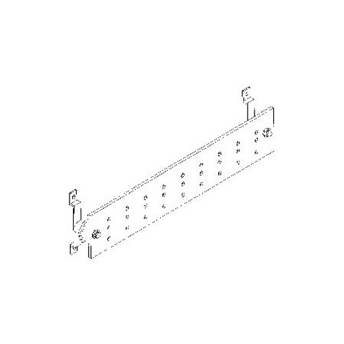 HARGER Ground Bar. 1/4" thick, 4" wide, 1' long. 3 horizontal rows, 9 vertical columns. Columns alternate between 7/16" and 5/16" holes, spaced 1" apart.