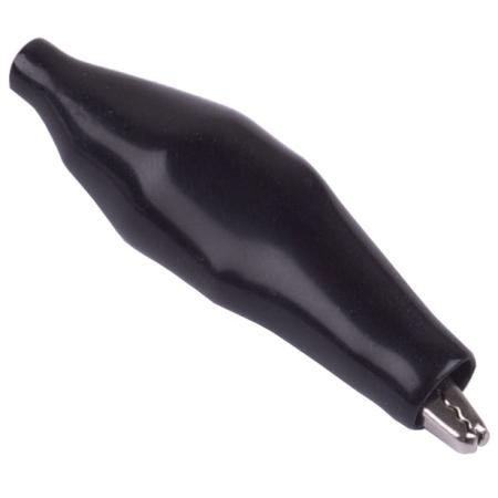 HAINES PRODUCTS nickel-plated alligator clip. 5 amps AC for 10 degree temp. rise, continuous duty. Nickel plated steel 3/8" opening. Molded vinyl