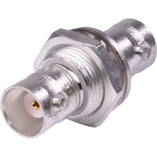 RF INDUSTRIES BNC female to BNC female insulated bulkhead adapter. Nickle plated body, gold plated contacts. .