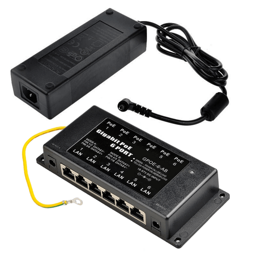 6-Port Gigabit PoE Injector with 24 Volt 120 Watt Power Supply