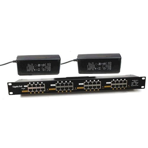 16 Port Gigabit PoE Injector, Mode A, Rack Mount With 48 Volt 240 Watt Power Budget