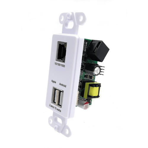 In-Wall PoE Splitter with Gigabit Data + Two USB Charging Ports