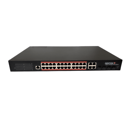 Fanless 24-Port Gigabit Layer 2 Managed IEEE 802.3bt Switch with 53V 3000W Power Supply