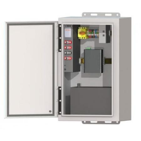 SKU 588929 | VENTEV Power Extender System 18"x16"x12", Alum, White, NEMA 4x Encl 190-520VAC Input, 1x PoE+ Output W/ pole mnt w/ 50 Ahr battery