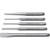 GEARWRENCH 5 piece punch and chisel set includes 3/8" x 5" center punch, 1/8"x5"x5/16" pin, 5/32x5-1/4x5/16 pin, 3/16x5-1/2x5/16 pin, 1/2x6x3/8" cold