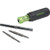 GREENLEE Screwdriver w/ 6 quick-change steel bits. Tool shaft is rust resistant chrome.Includes 1ea: 3/16" and 1/4" flat 5/16" and 1/4" hex, #1 and #2 Phillips