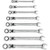 GEARWRENCH 12pc Metric Reversible Combination Ratcheting Wrench Set. Packaged in a wrench rack. Sizes 8 - 19 mm.