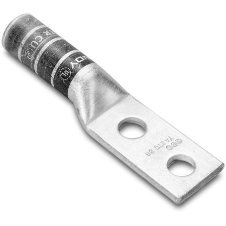 BURNDY Copper Compression lug, 2 Hole w/o Inspection Window, 2 AWG, 1/4 ...