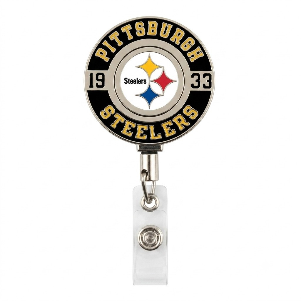 Pittsburgh Steelers Premium Metal Badge Reel | Heavy Duty NFL ID