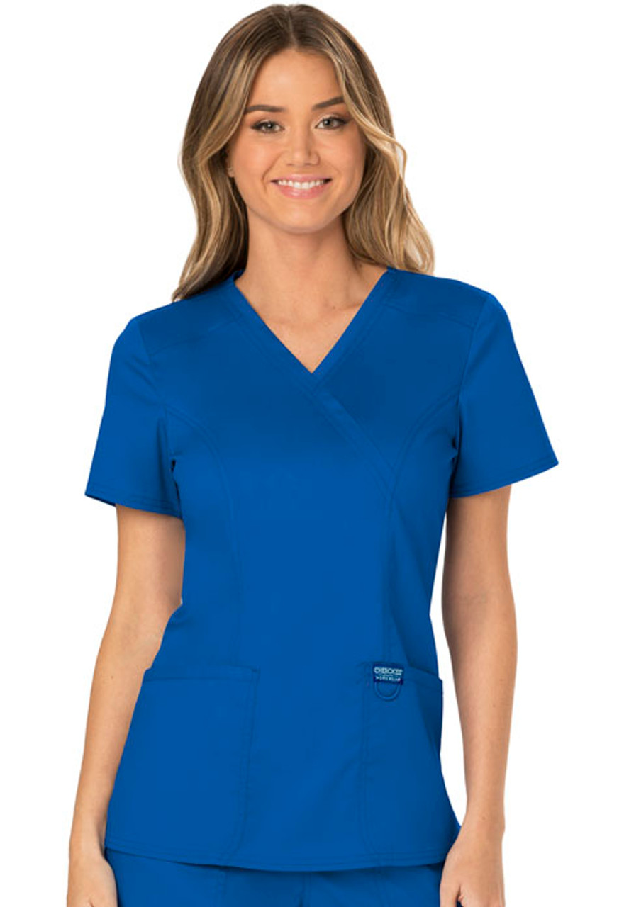 Revolution by Cherokee Workwear Women's Mock Wrap Solid Scrub Top