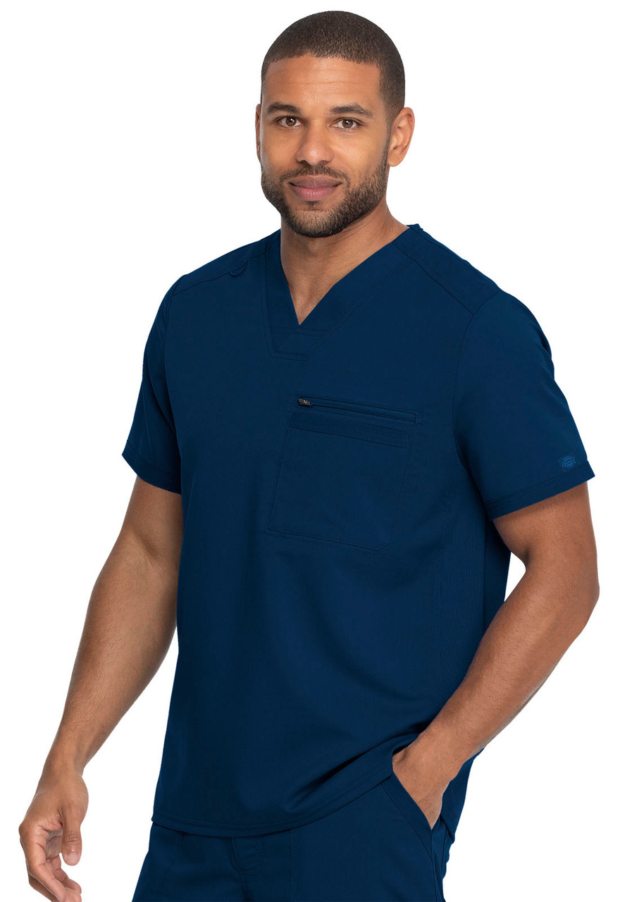 Dickies Balance : Men's V Neck Scrub Top with Sleeve Zip Pocket