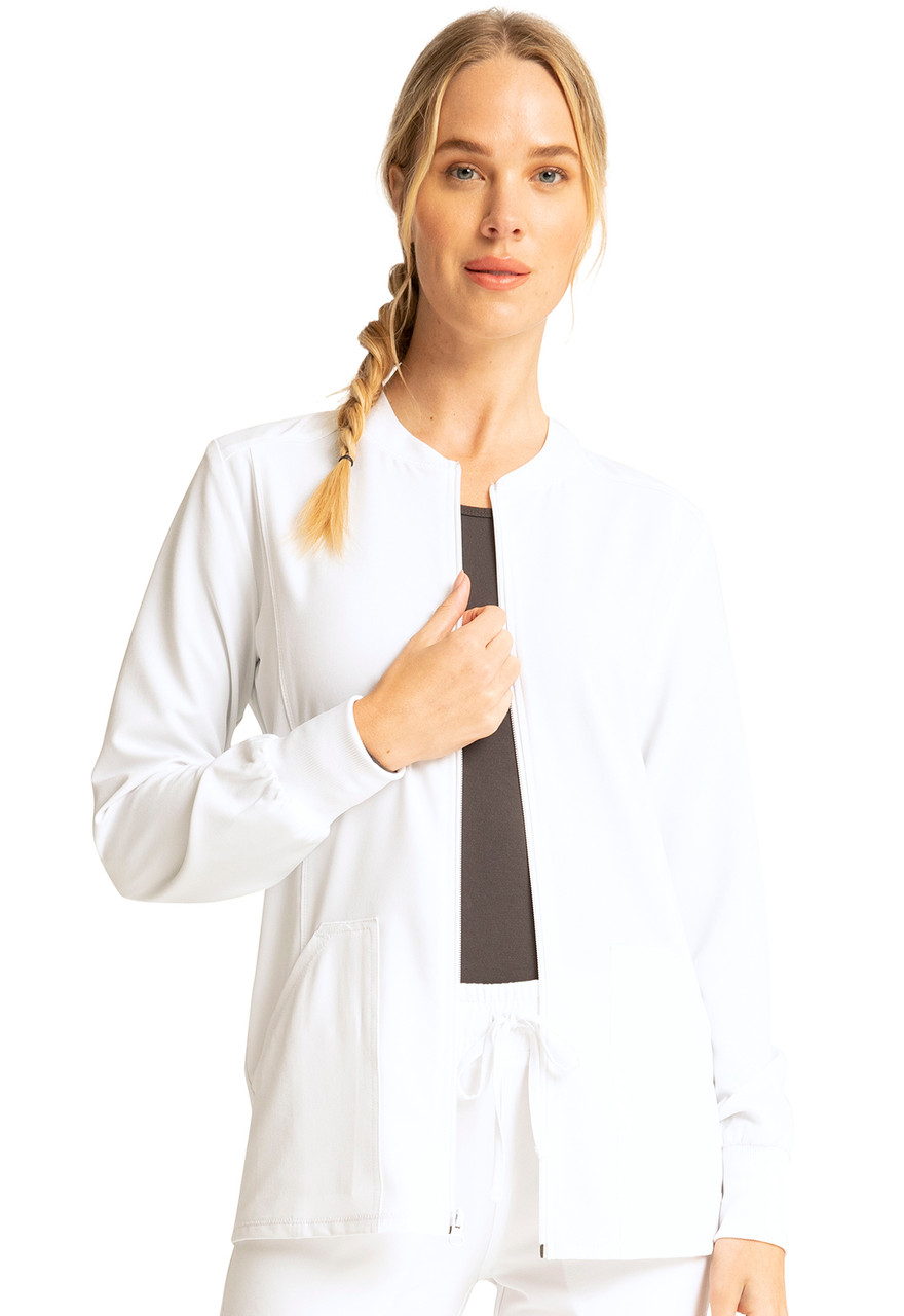  ジャージ アイボリー Allura CKA384 by Cherokee Women's Zip-Front Scrub Jacket | Scrub
