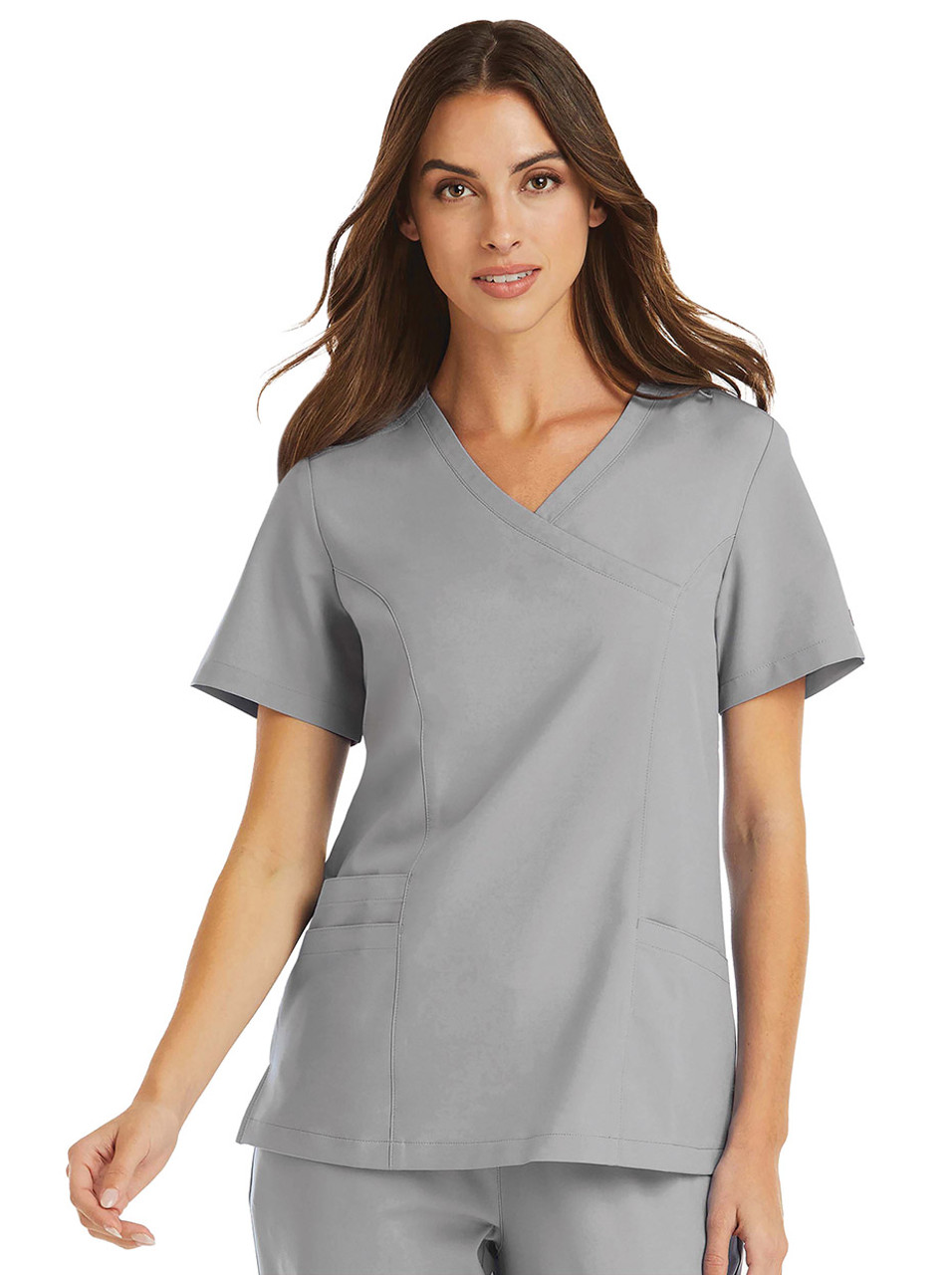 Grey's Anatomy Women's Mock Wrap Scrub Top | Indigo S