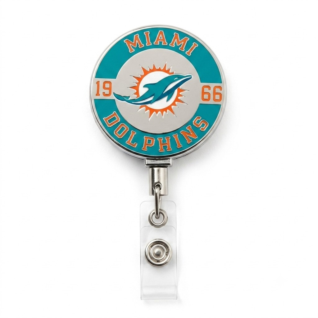 Miami Dolphins Premium Metal Badge Reel | Heavy Duty NFL ID Holder