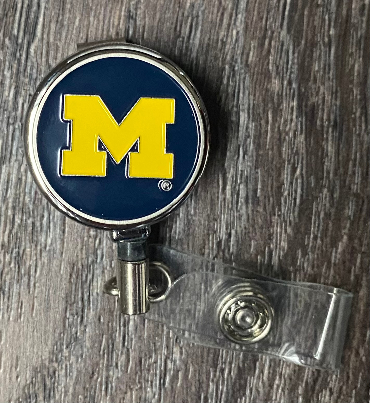 University of Michigan metal Retractable Badge Reel Navy