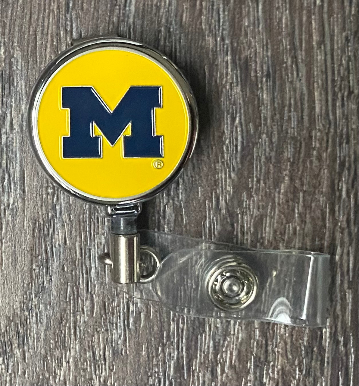University of Michigan metal Retractable Badge Reel Yellow