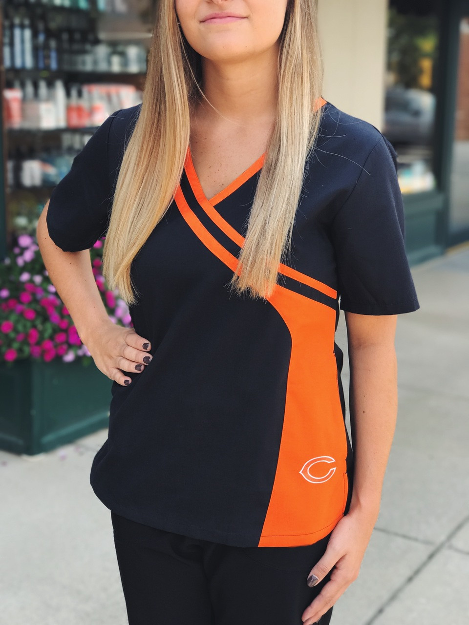 Chicago Bears NEW Women's NFL Scrub Top Scrub Identity