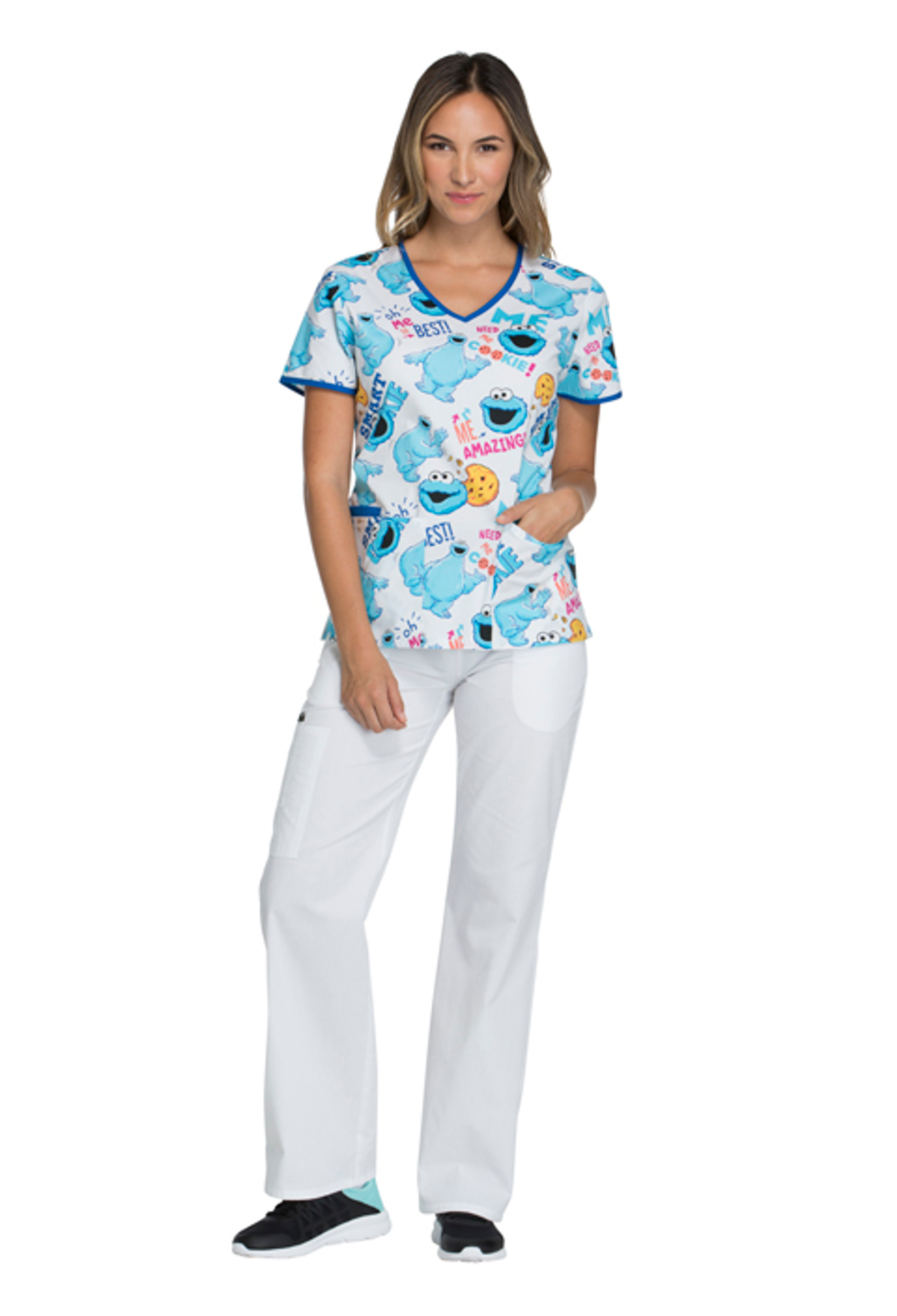 Cookie Monster V Neck scrub top for women