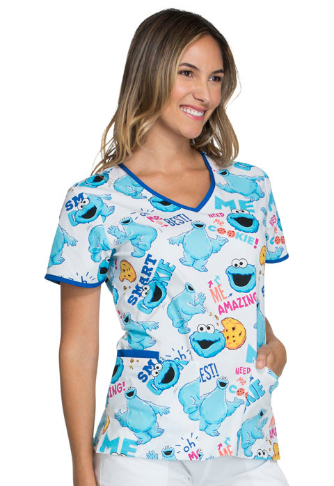 Cookie Monster V Neck scrub top for women