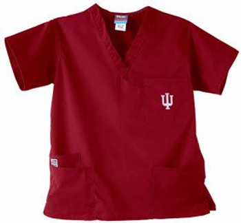 Indiana University-Hoosiers V Neck 3 pocket Scrub Top size M