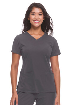 Healing Hands HH Works 2500 Monica Women's 4-Pocket V-Neck Scrub Top in pewter