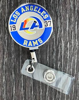 Los Angeles Rams Silver Retractable Badge Reel