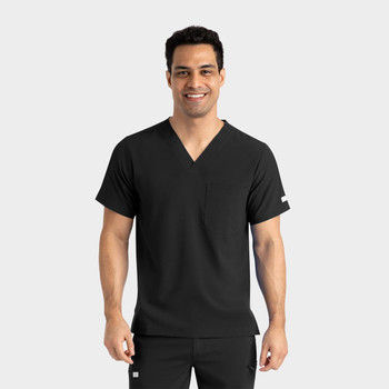 IRG Epic Men's One Pocket V-Neck Scrub Top Style 4852 in Black