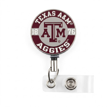 Texas A & M Metal Premium Metal Badge Reel 