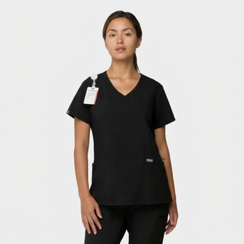 TEMPO T101 Women's V-Neck Scrub Top in Black - Scrub Identity