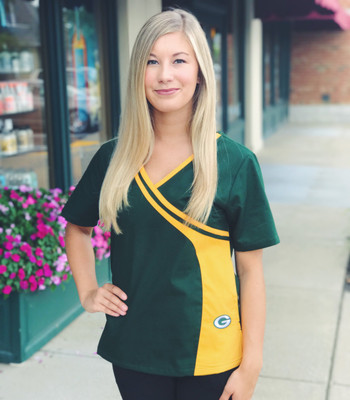 Green Bay Packers Women's Two Tone NFL Scrub Top