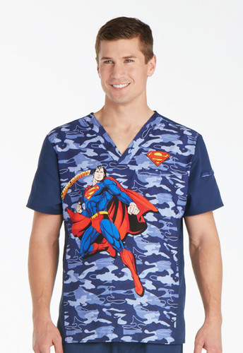 Superman Save The Day Scrub Top for Men