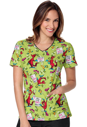 Dr. Seuss Fox in Socks Scrub Top For Women