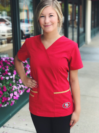 Packers Mock Wrap Scrub Top 