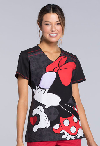 Minnie Mouse Scrub Top for Women