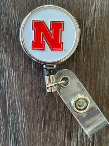University of Nebraska White Retractable Badge Reel