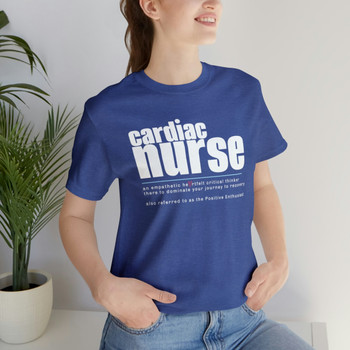 Cardiac Nurse Short Sleeve Tee-Unisex White Font