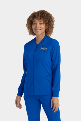 University of Tulsa Golden Hurricane Embroidered Royal Nursing Scrub Jacket