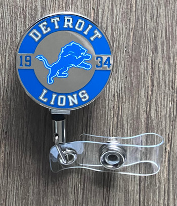 Detroit Lions Silver Retractable Badge Reel Detroit Lions Silver Retractable Badge Reel