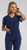 Elevate by IRG 181002 Women's Mock Wrap Scrub Top in Navy - Premium Non-Cling Fabric with Hidden Zip Pocket - Scrub Identity