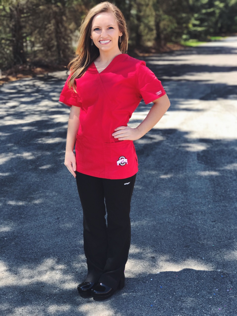 Ohio State Mock Wrap Scrub Top for 