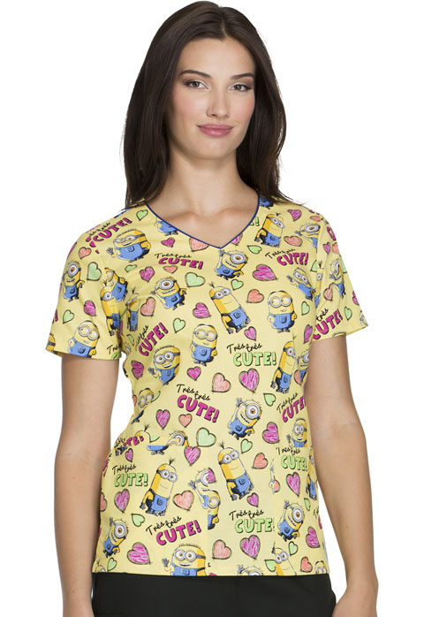 Minions V Neck Scrub Top For Women